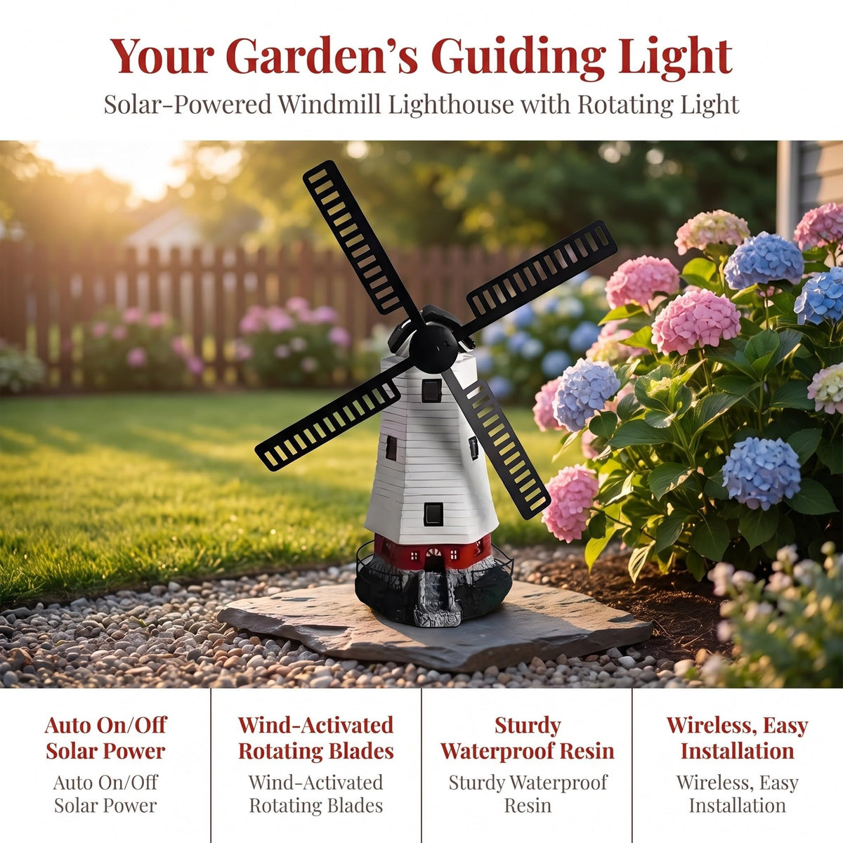 Solar Powered Lighthouse Statue 13 inch C211