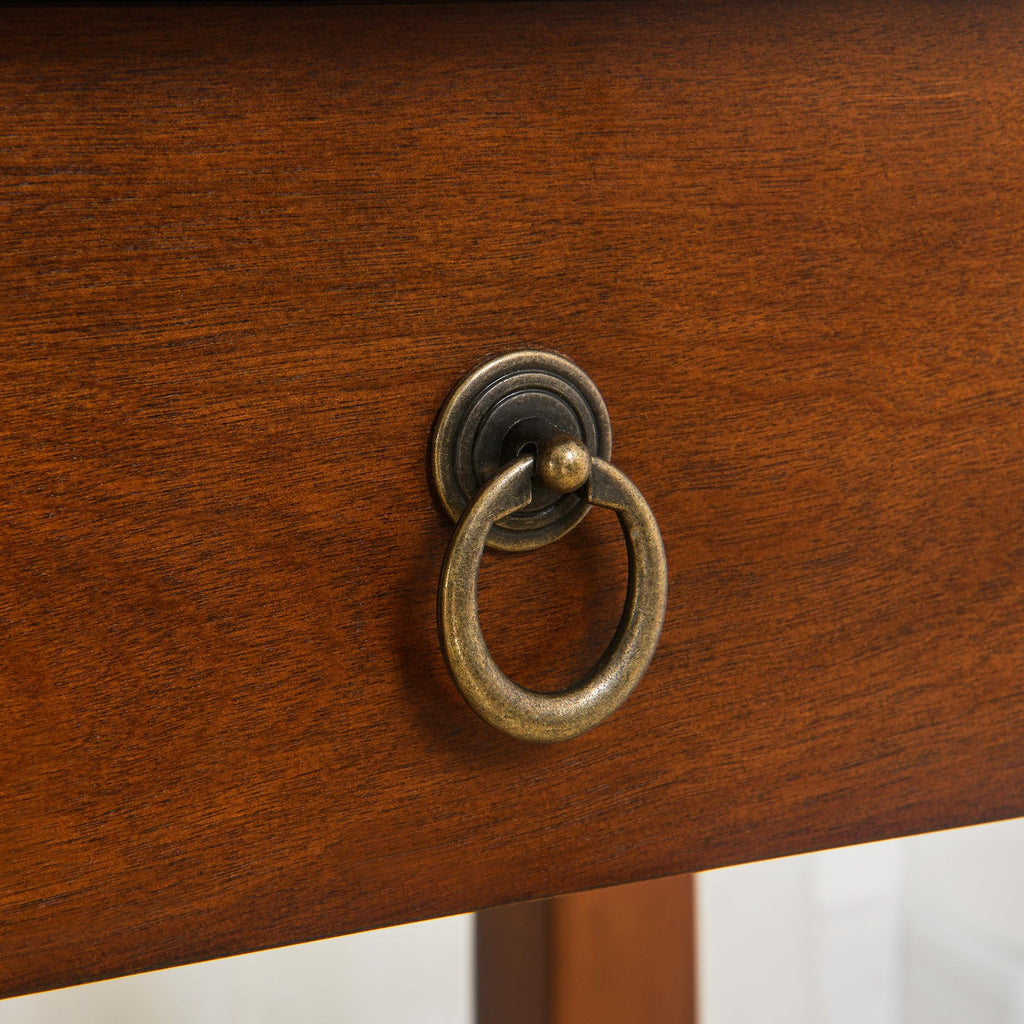 Small Solid Wood Side End Table with Drawer and Storage Shelf I306888
