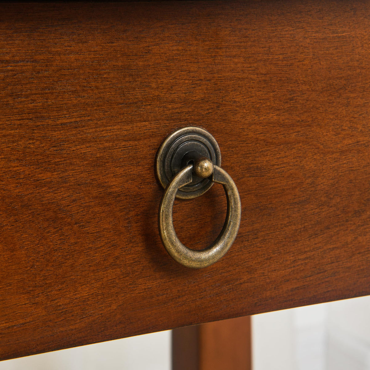 Small Solid Wood Side End Table with Drawer and Storage Shelf I306888
