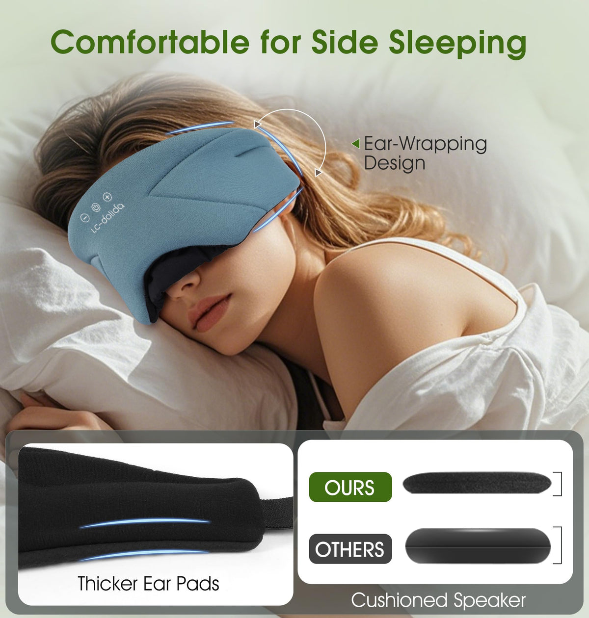 Soft Bamboo Cotton Bluetooth Sleep Mask with Headphones A32479
