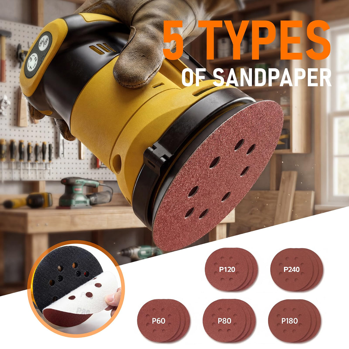 5" Cordless Random Orbital Sander with Storage Bag K49035