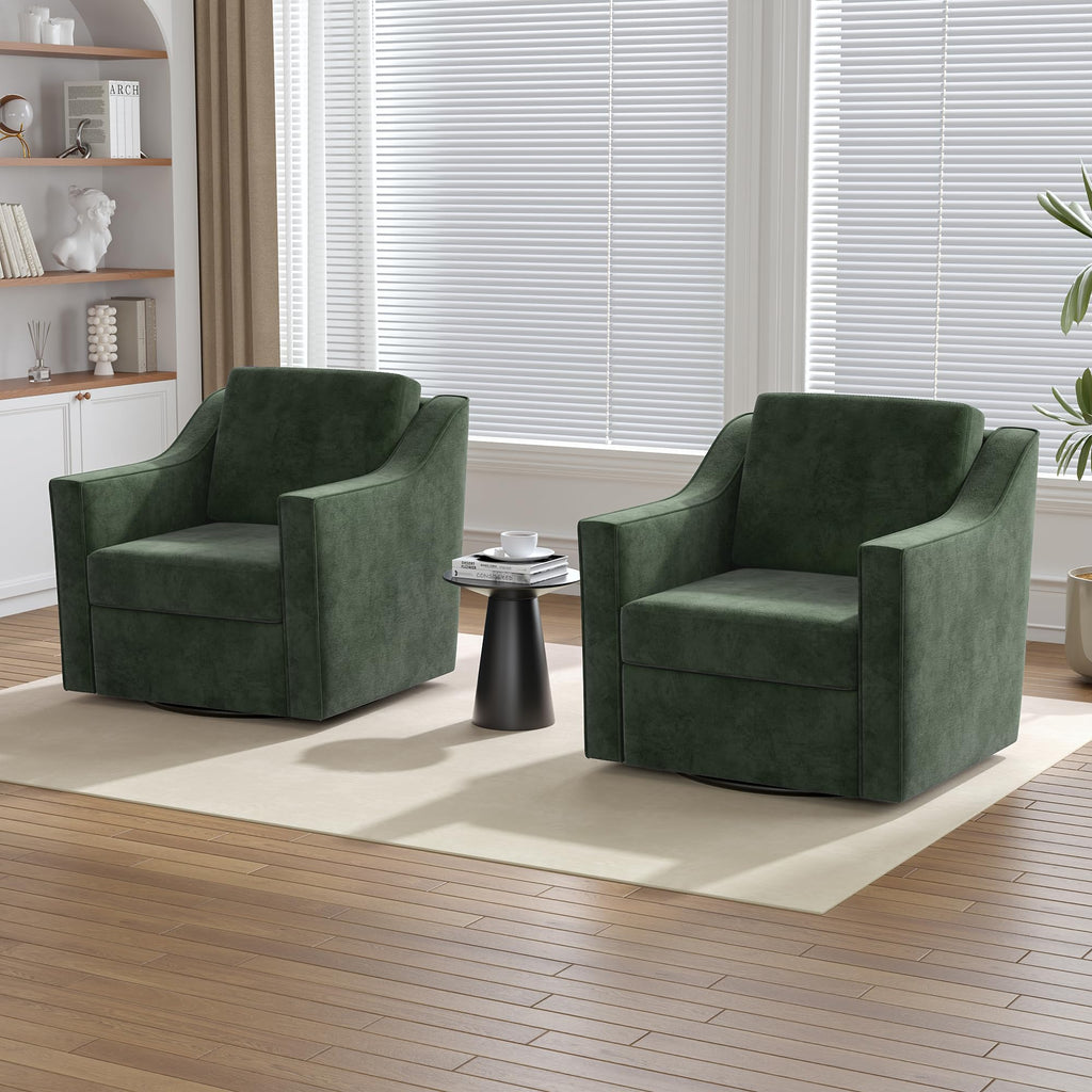 Green Swivel Accent Chairs Set of 2 F2328