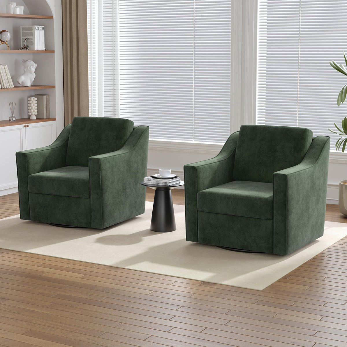 Green Swivel Accent Chairs Set of 2 F2328