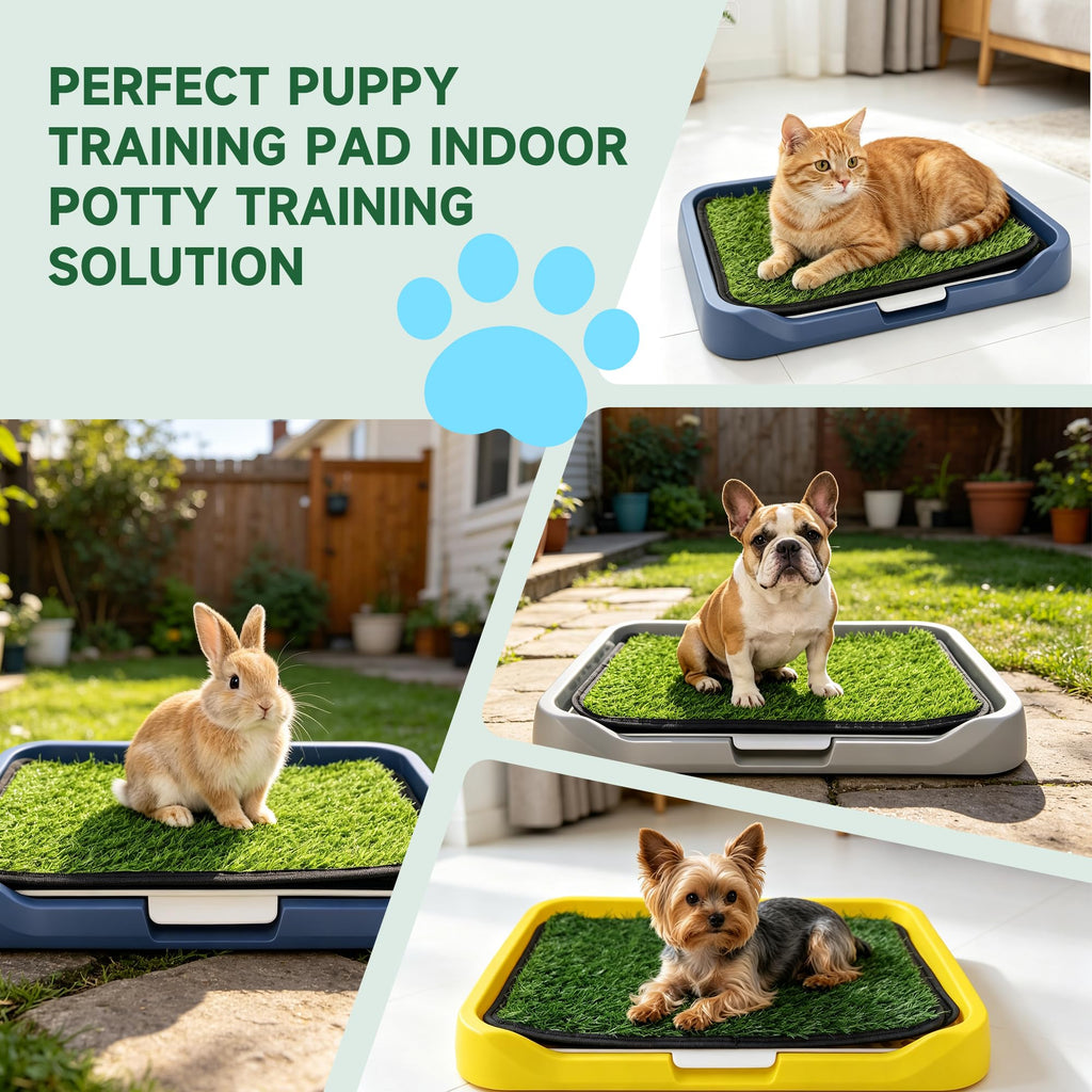 2 Pack 18"x14" Artificial Dog Grass Potty Pad with Tray P921