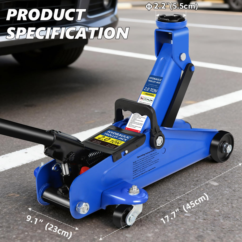 2 Ton Low Profile Floor Jack, 4000 lbs, Blue A1664