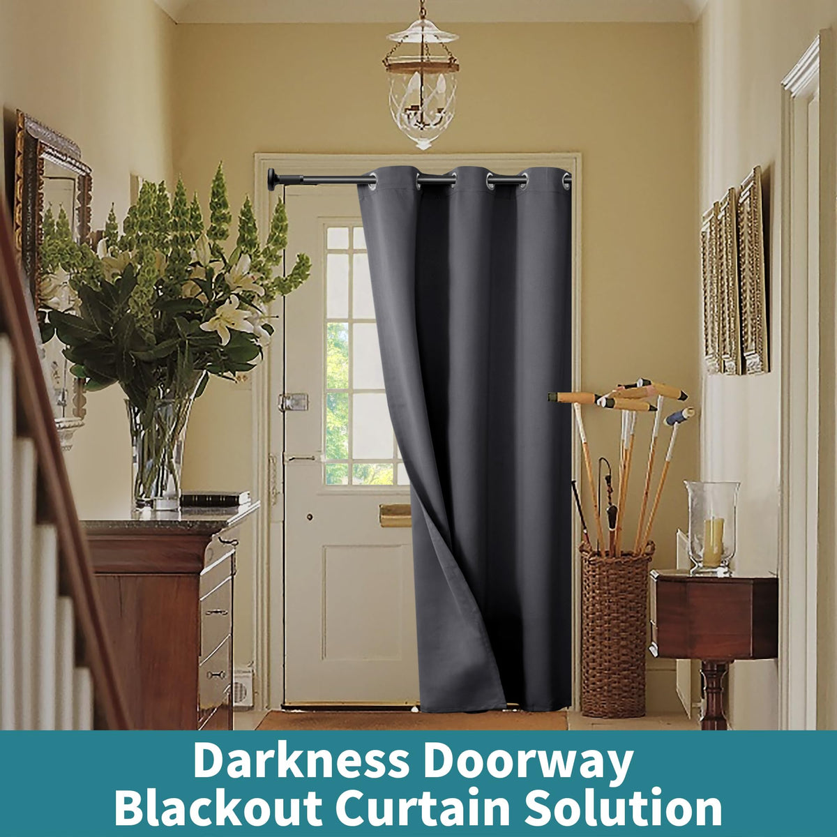 Dark Grey 34 x 80 Inch Thermal Insulated Blackout Curtain R46385