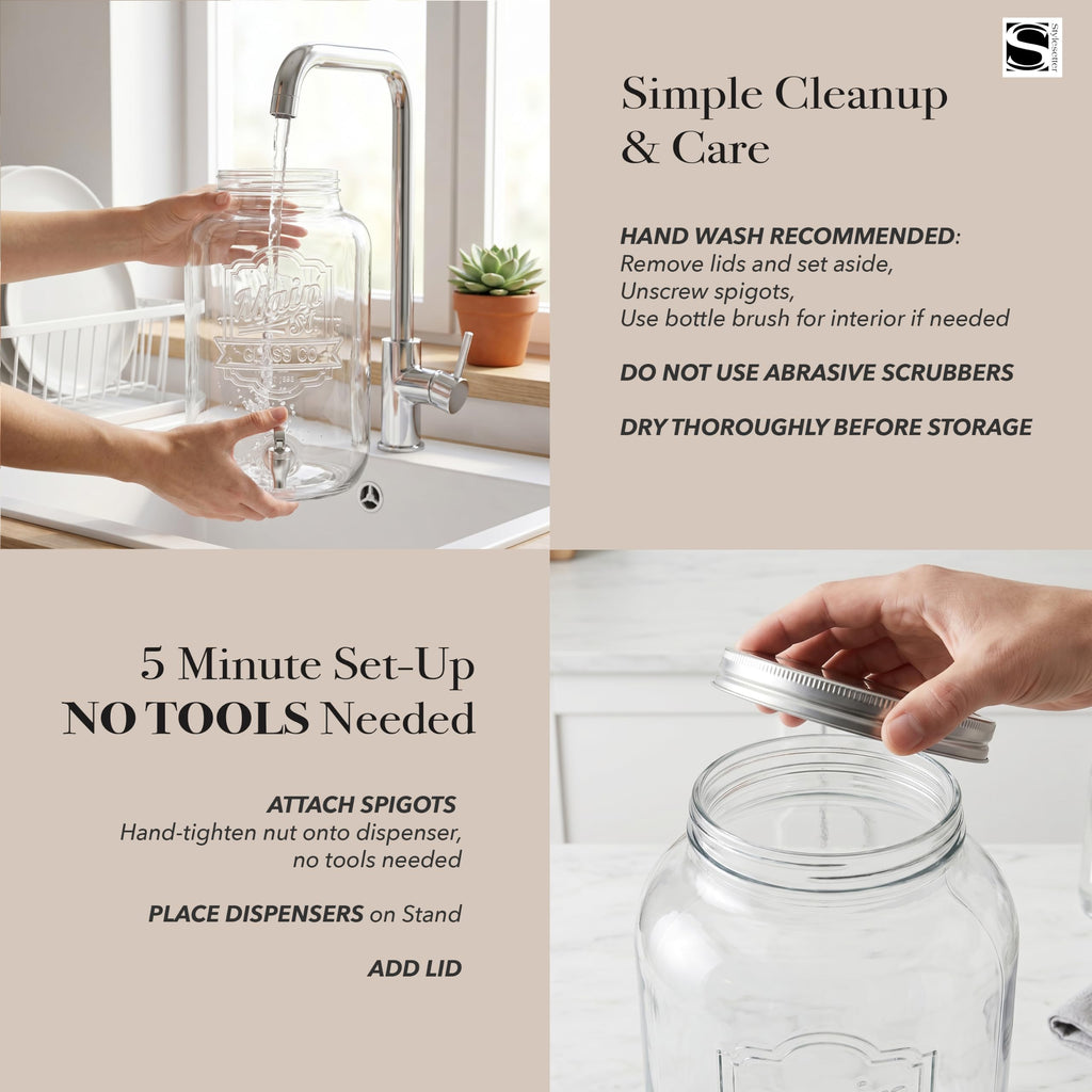 Glass Beverage Dispenser with Metal Stand 3 Gal F681101