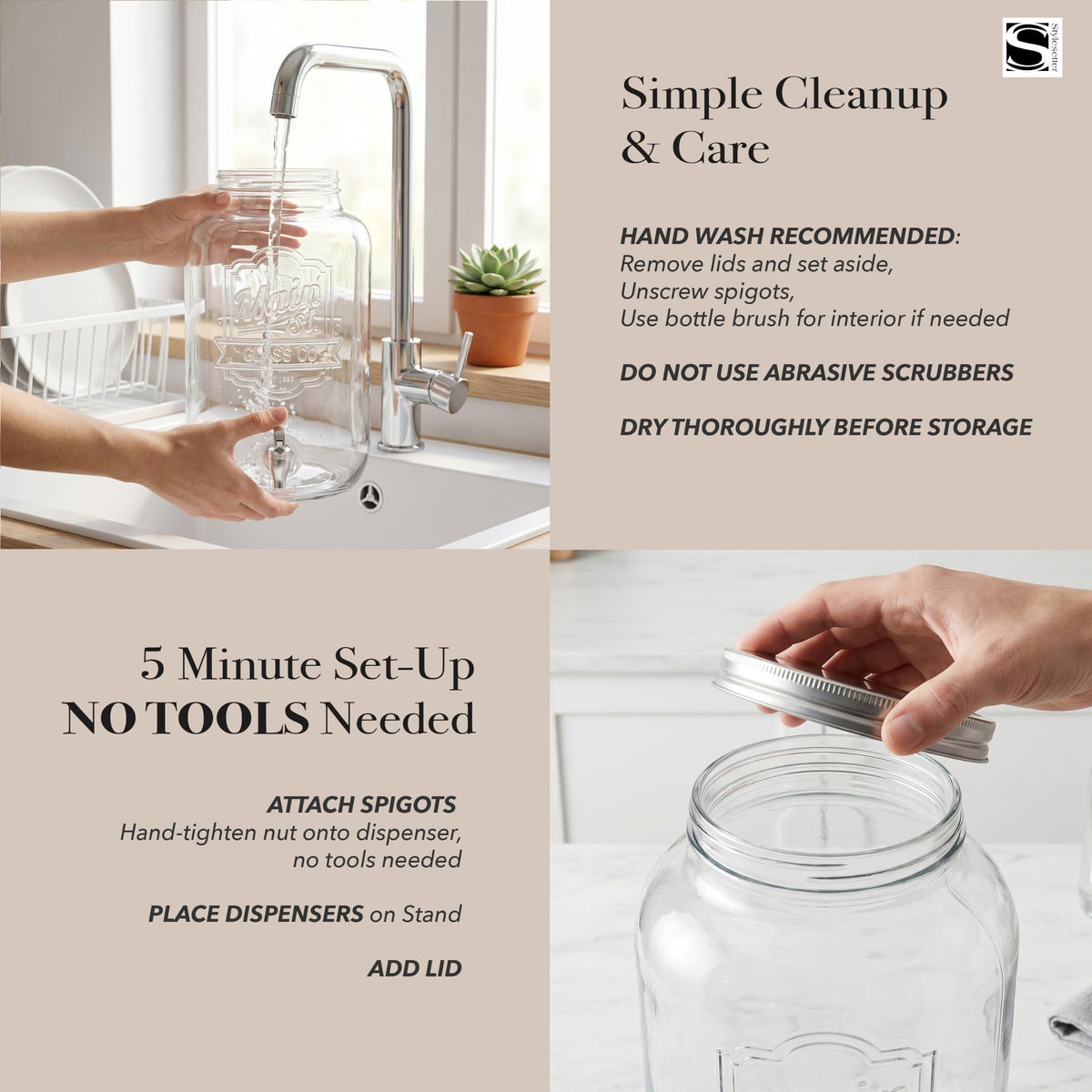 Glass Beverage Dispenser with Metal Stand 3 Gal F681101