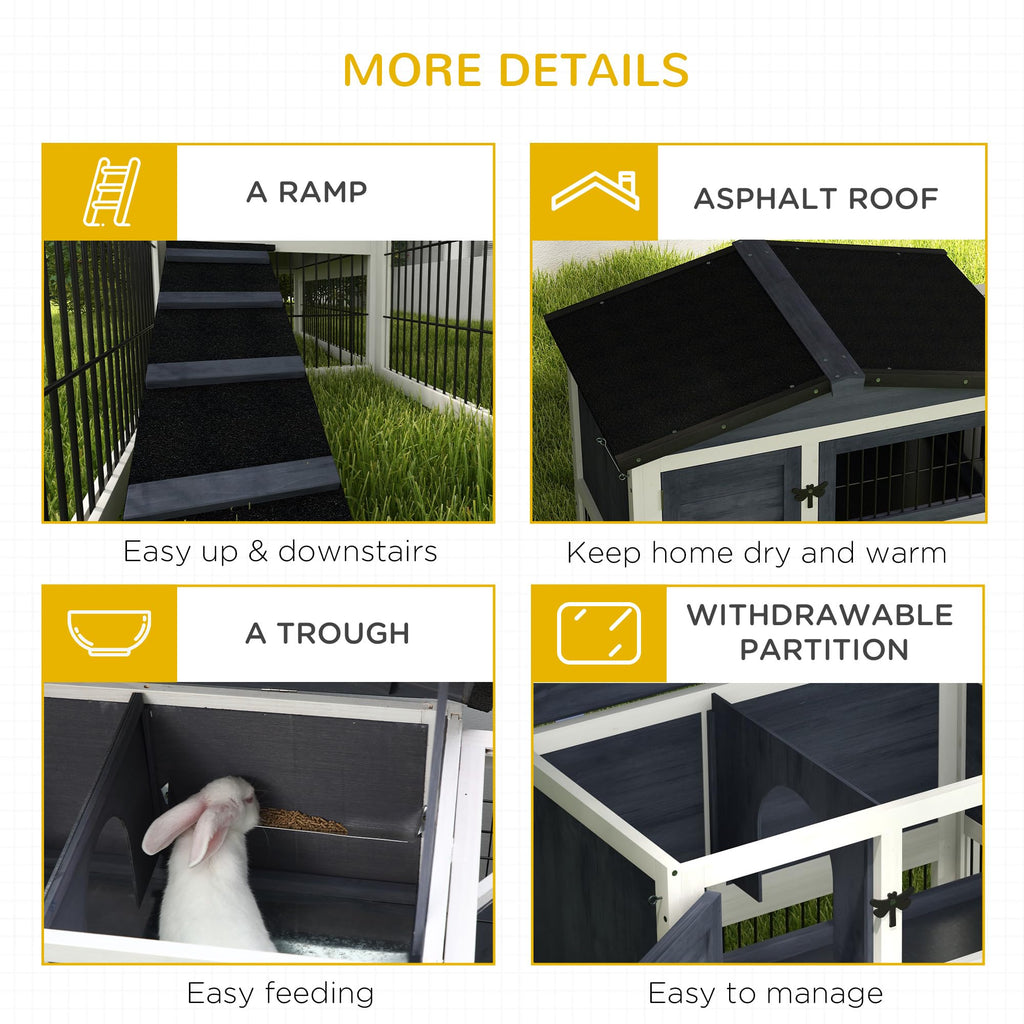 2 Levels Outdoor Rabbit Hutch Dark Gray U191