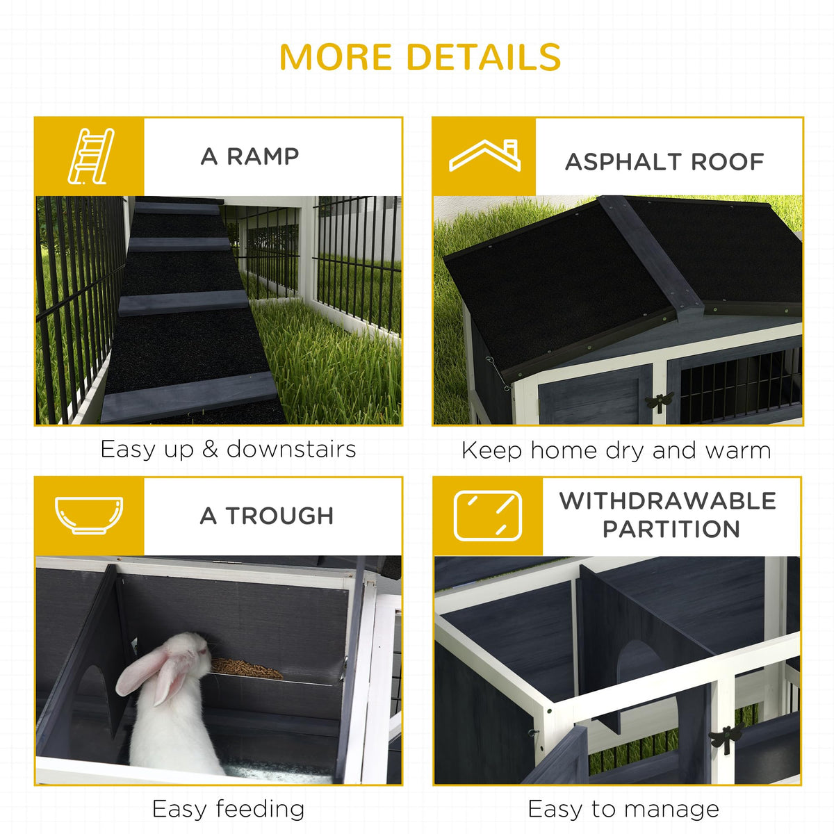 2 Levels Outdoor Rabbit Hutch Dark Gray U191