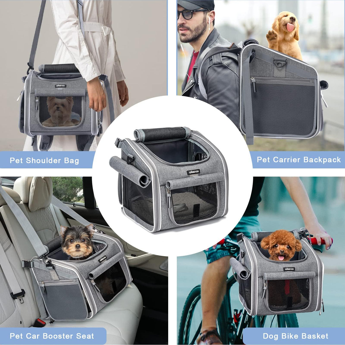Expandable Soft-Sided Pet Carrier Backpack with 4 Open Doors, 4 Mesh Windows J626168