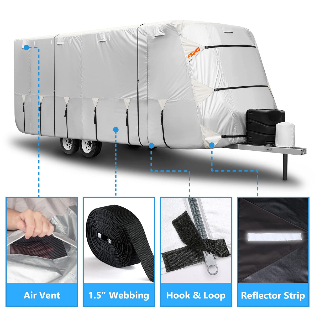 Oxford Fabric Waterproof Rip-Resistant Anti-UV Travel Trailer Cover 30'-33' I3815