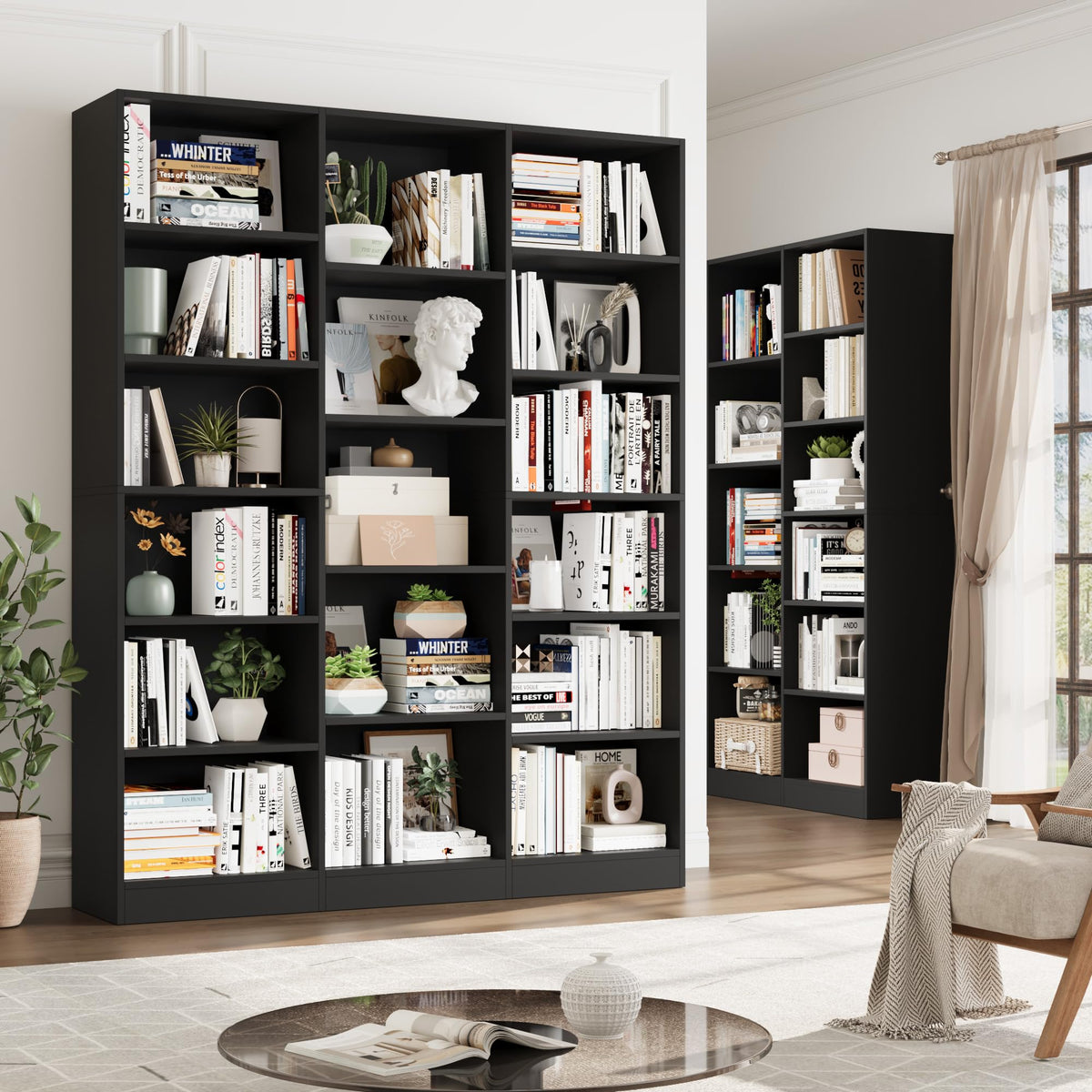 Triple Wide Bookshelf with 17 Display Shelves X671