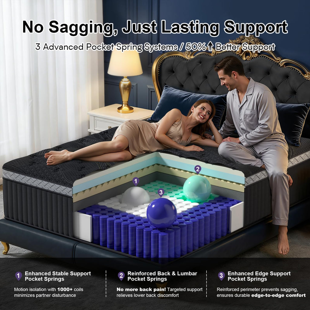 16 Inch Queen Size Hybrid Mattress in a Box B9874