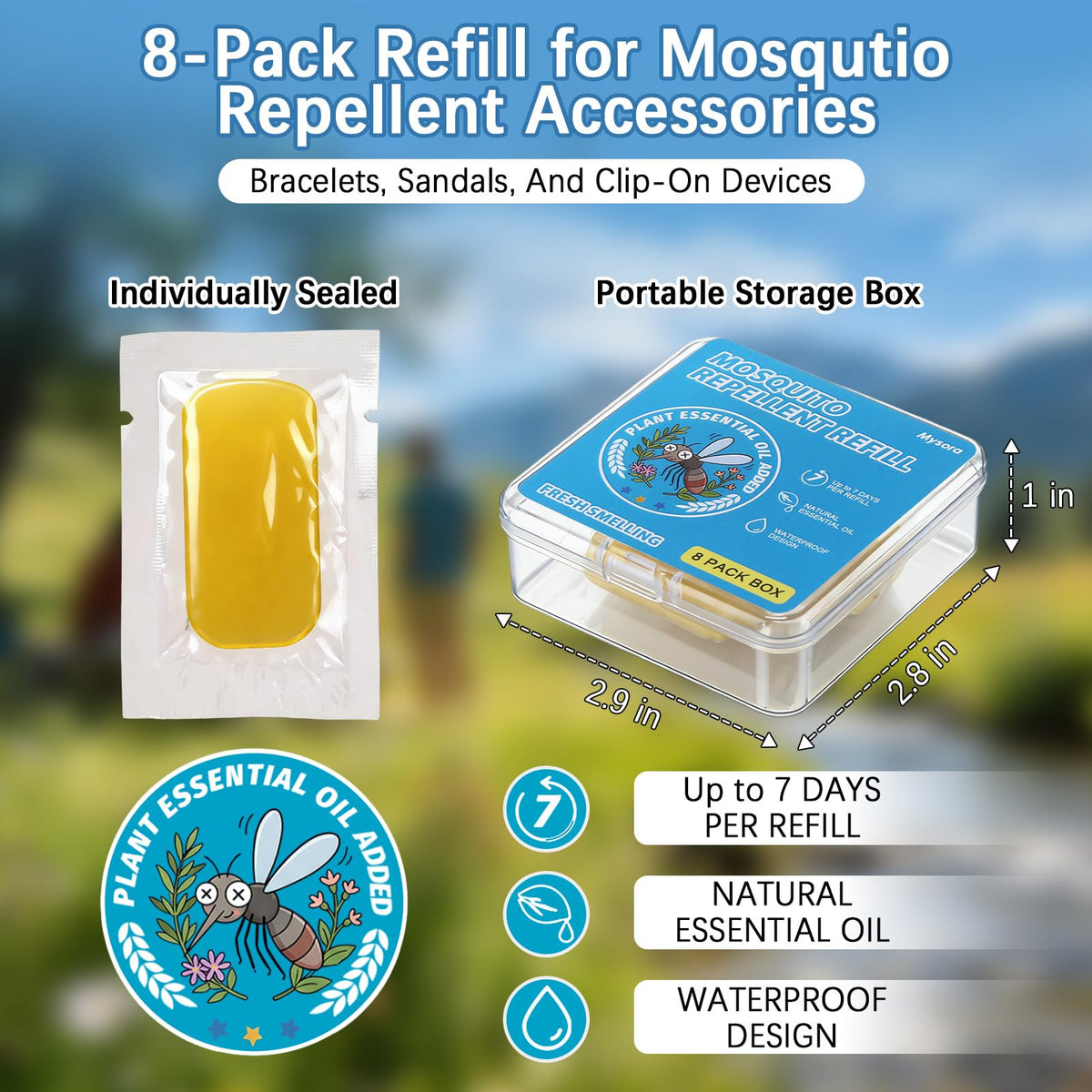 8 Pack DEET Free Mosquito Repellent Refill Pellets with Citronella Peppermint Lemongrass Oils L362