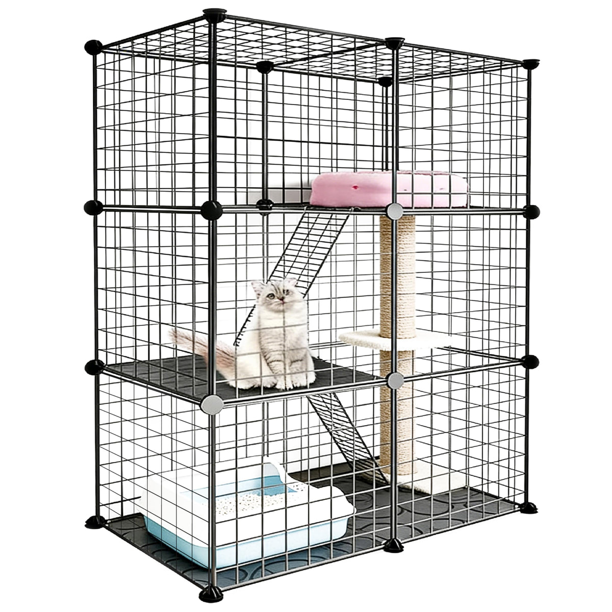 Foldable Black Wire Metal Cat Playpen M932710