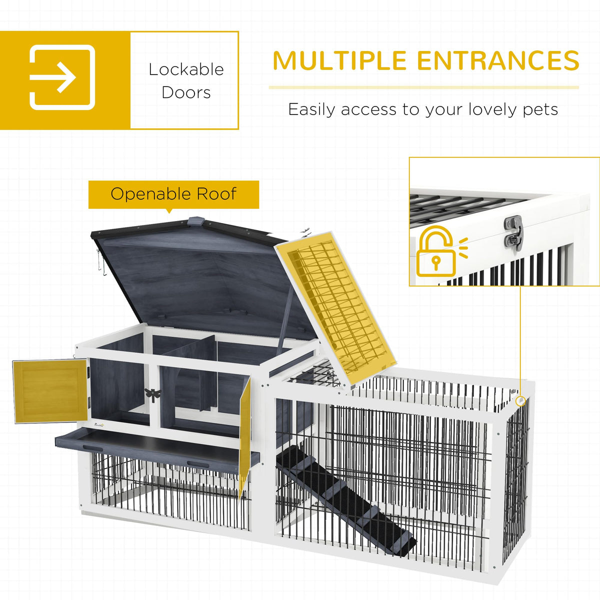 2 Levels Outdoor Rabbit Hutch Dark Gray U191
