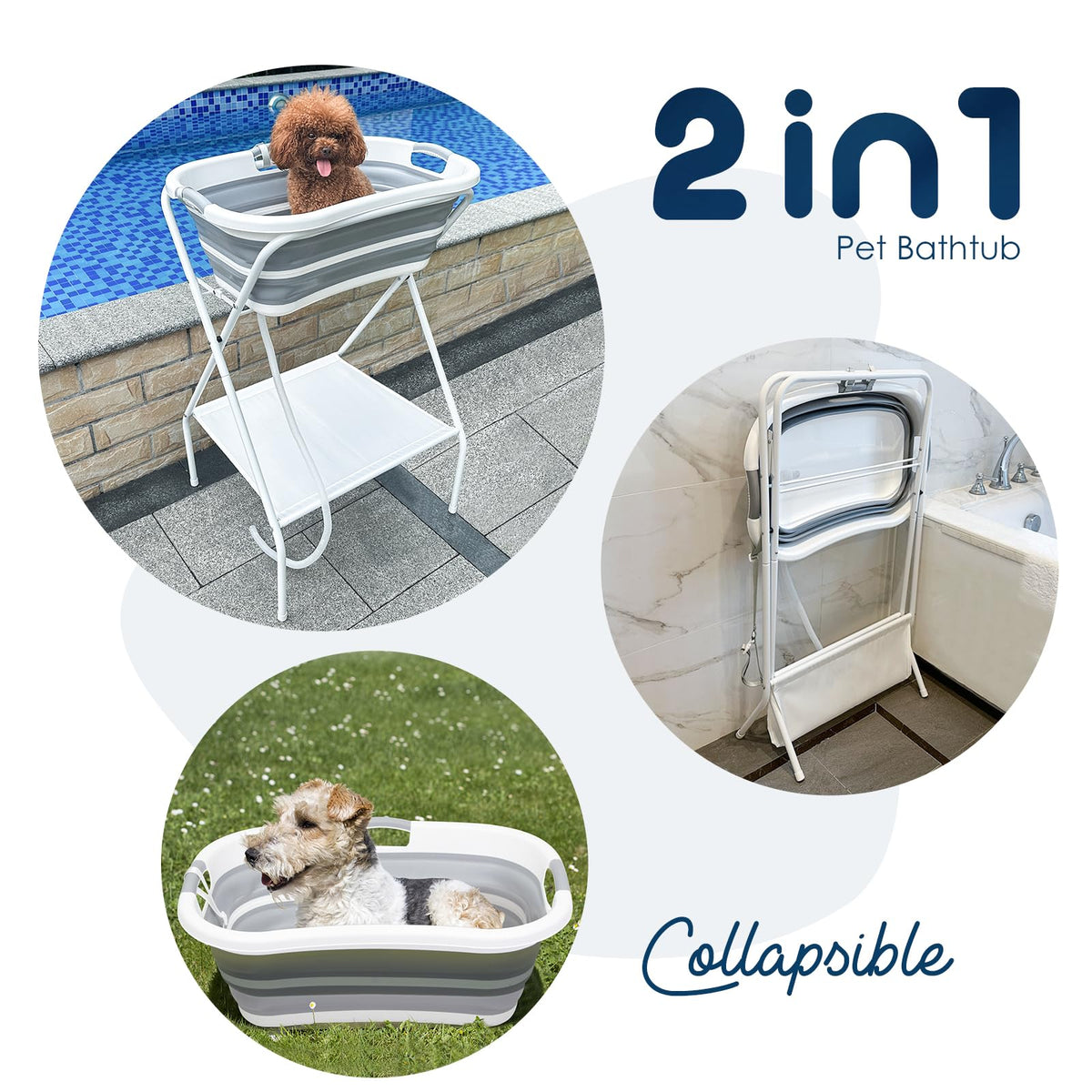2 in 1 Collapsible Portable Dog Bath Tub Y27421