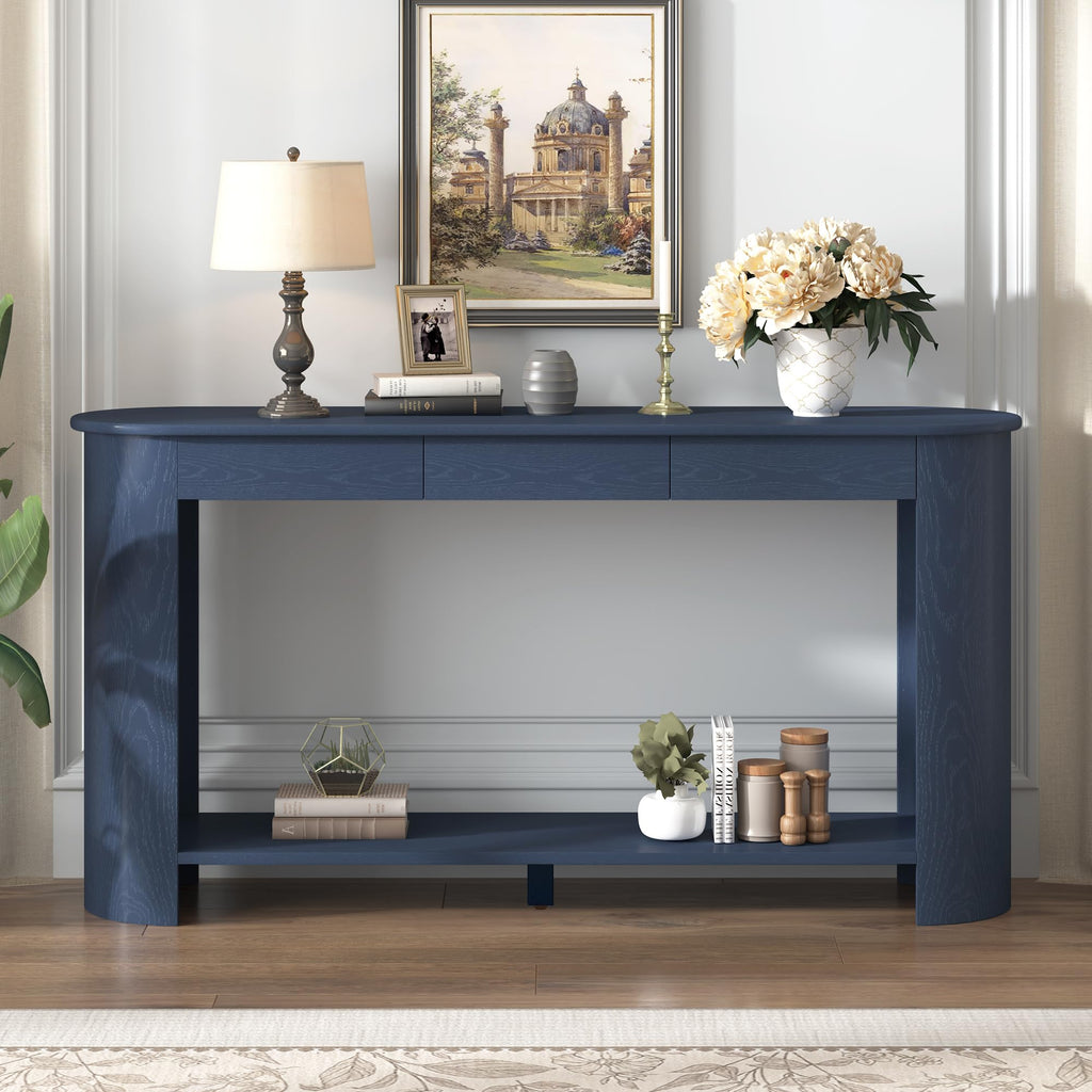 Curved Console Table with 3 Drawers and Bottom Shelf S863