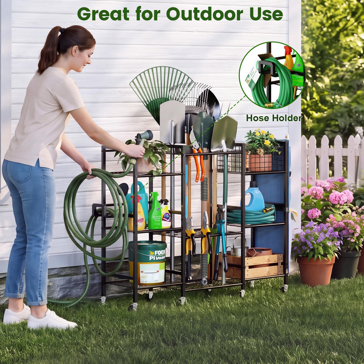 3-Sided Garden Tool Organizer with Wheels P5257