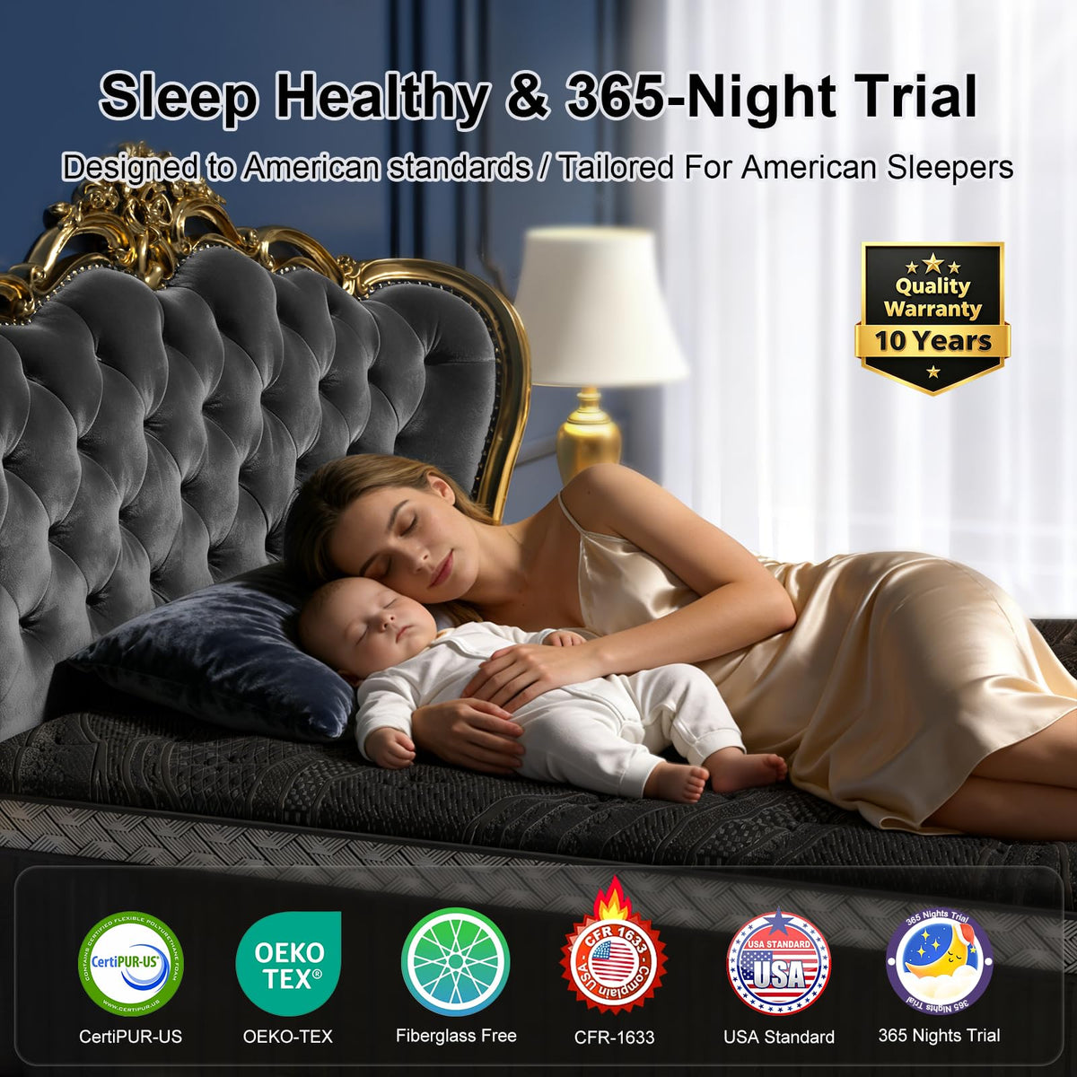 16 Inch Queen Size Hybrid Mattress in a Box B9874