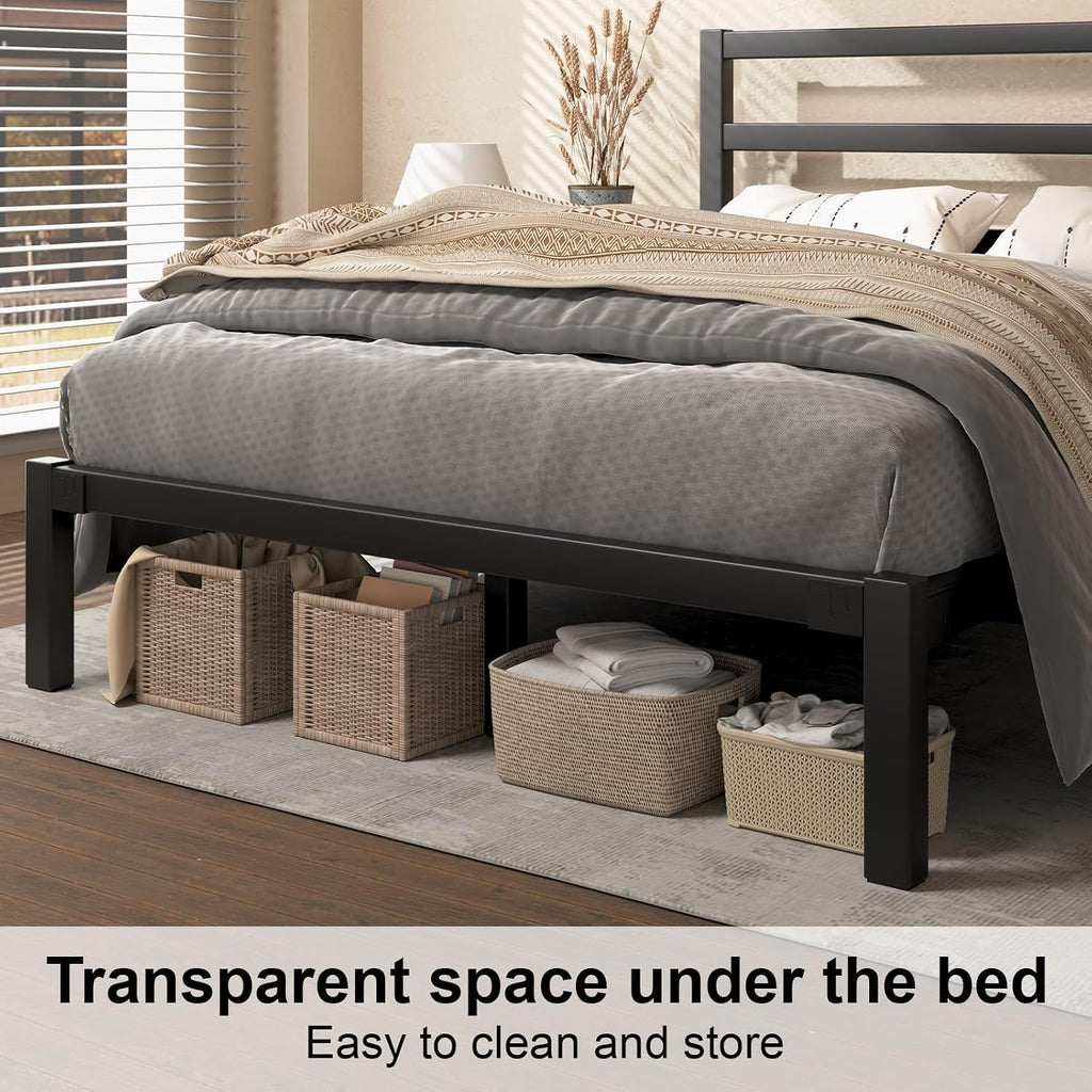 Queen Metal Platform Bed Frame with Headboard L9501