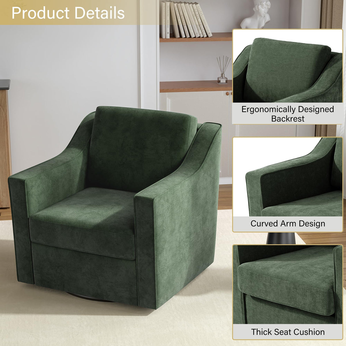 Green Swivel Accent Chairs Set of 2 F2328