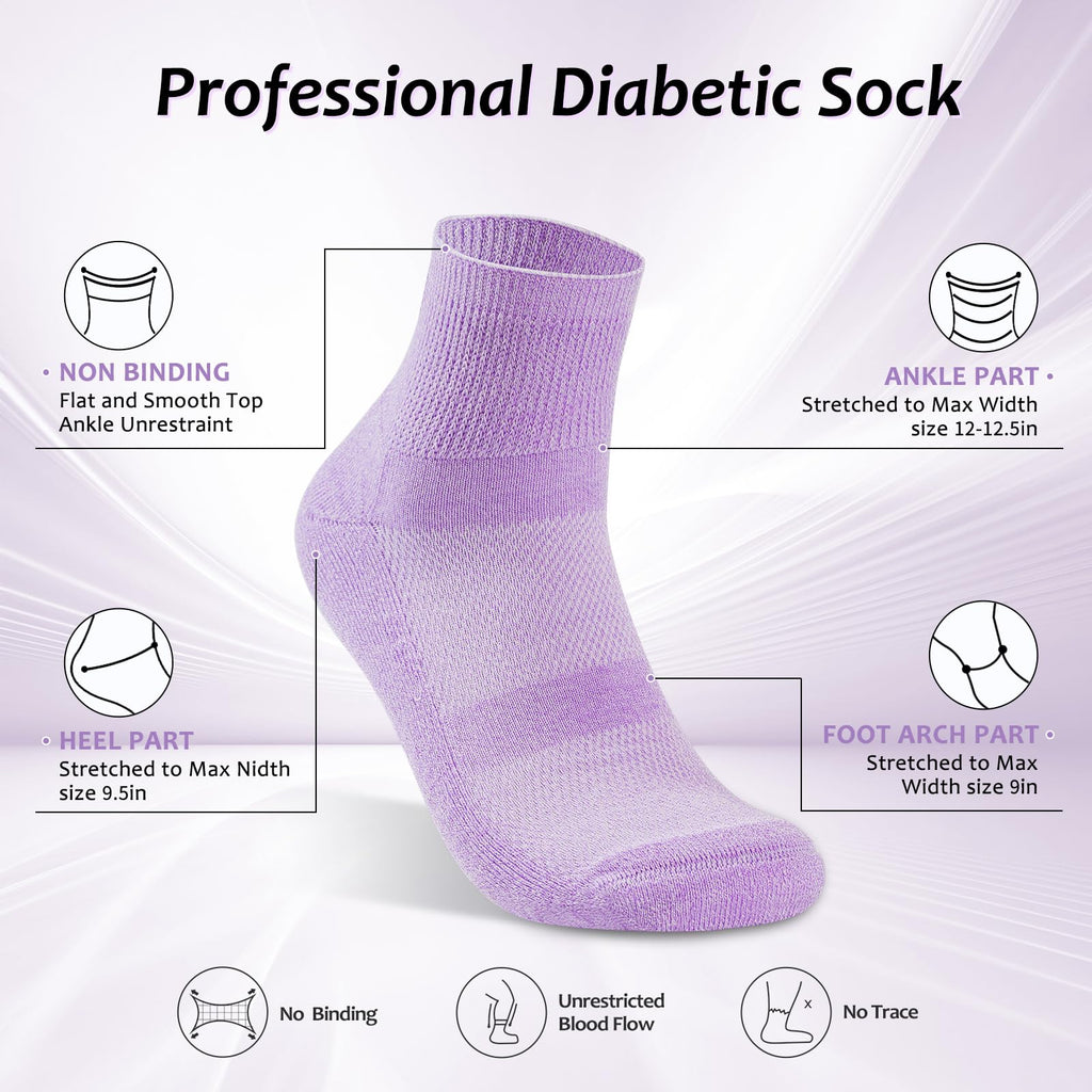 5 Pairs Bamboo Viscose Non-Binding Diabetic Ankle Socks H3415