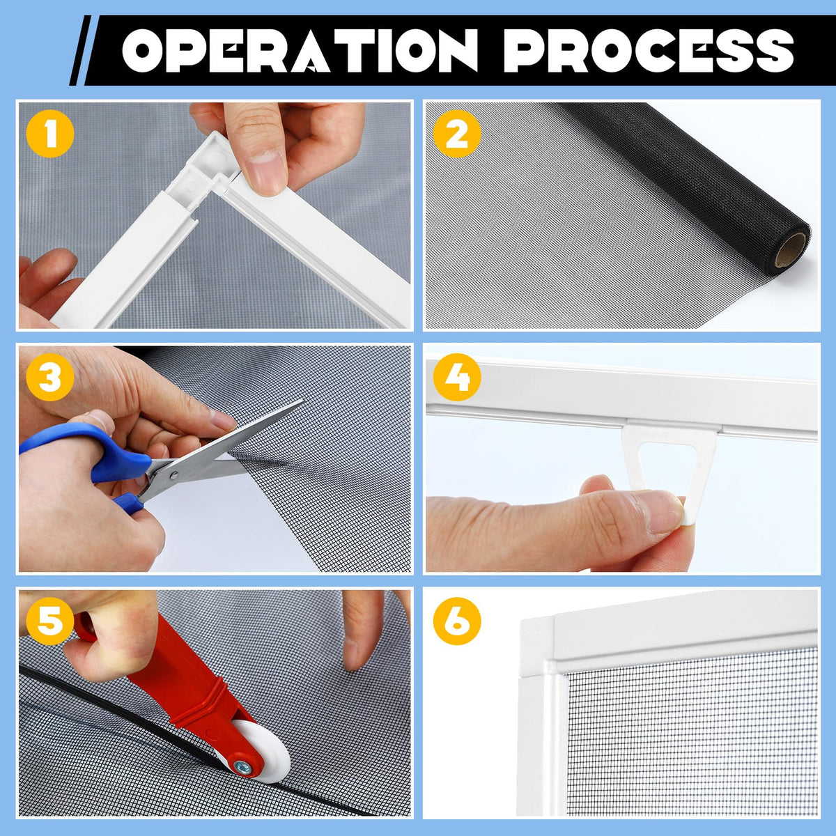 4 Pack Window Screen Kit with Aluminum Frame White 40'' X 40'' F7683