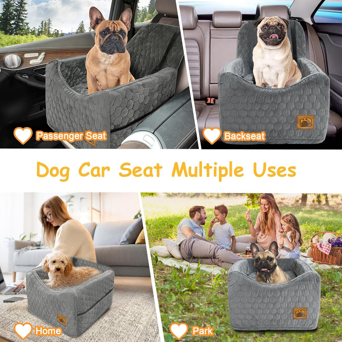Memory Foam Dog Booster Seat with Washable Removable Cover O332693