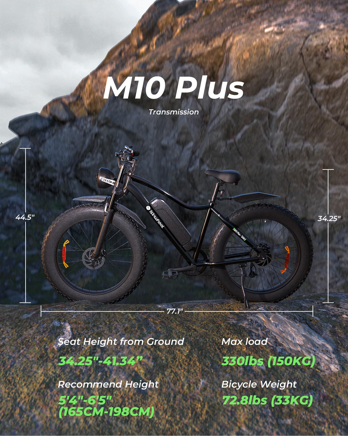 26" Fat Tire Electric Mountain Bike with 48V 13Ah Battery W682593
