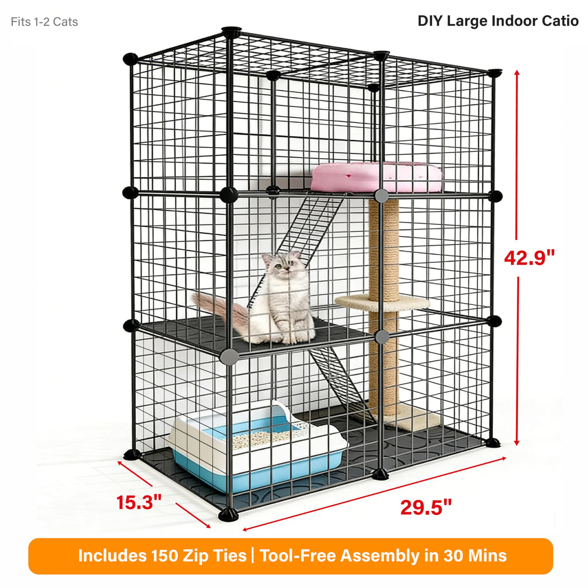Foldable Black Wire Metal Cat Playpen M932710