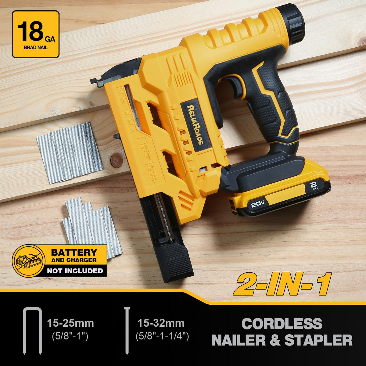 2-in-1 Cordless 18GA Brad Nailer & 1/4 Crown Stapler V87862