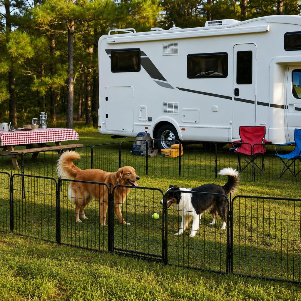 32 Inch 16 Panel Black Metal Dog Playpen K24317