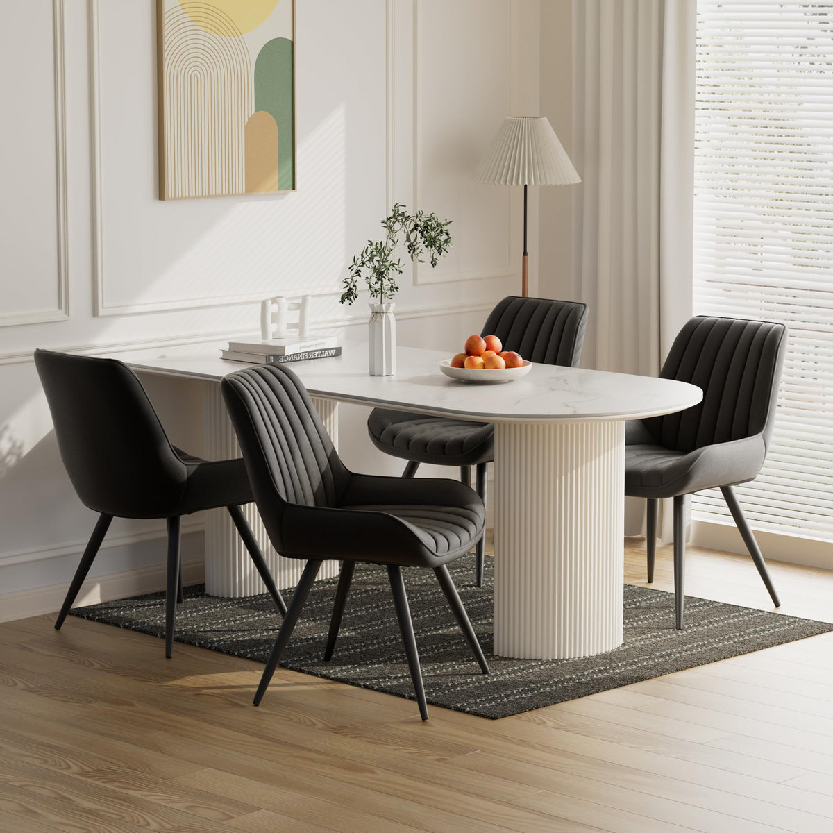 Black Faux Leather Upholstered Dining Chairs Set of 6 I85981