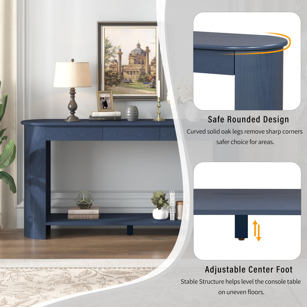Curved Console Table with 3 Drawers and Bottom Shelf S863