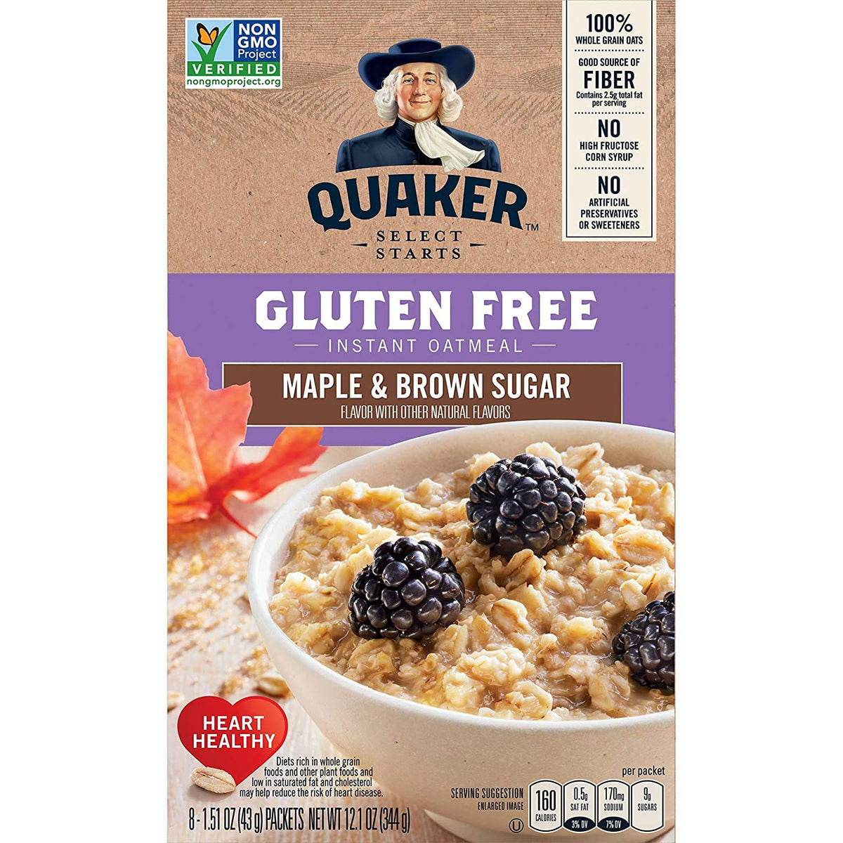 Gluten Free Instant Oatmeal Maple and Brown Sugar 12.1 oz B469