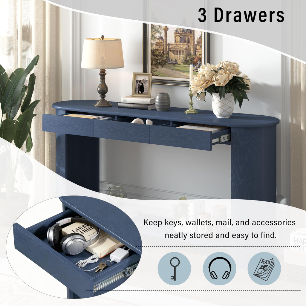 Curved Console Table with 3 Drawers and Bottom Shelf S863