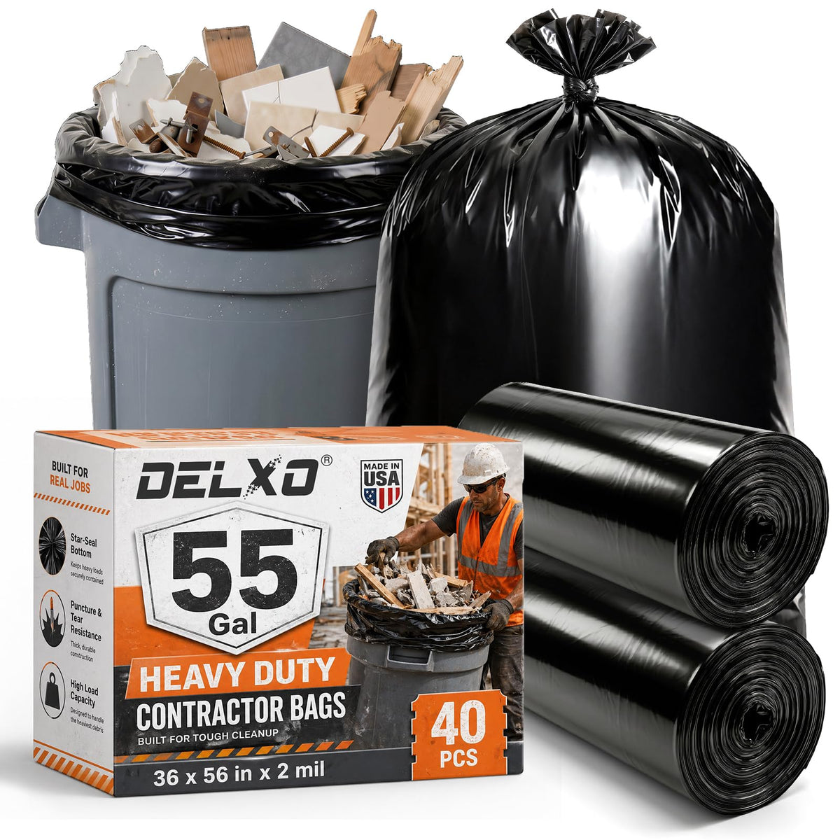 55-60 Gallon 40 Count Trash Bags W339978