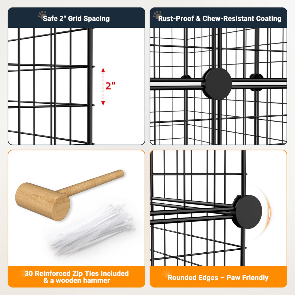 Foldable Black Wire Metal Cat Playpen M932710