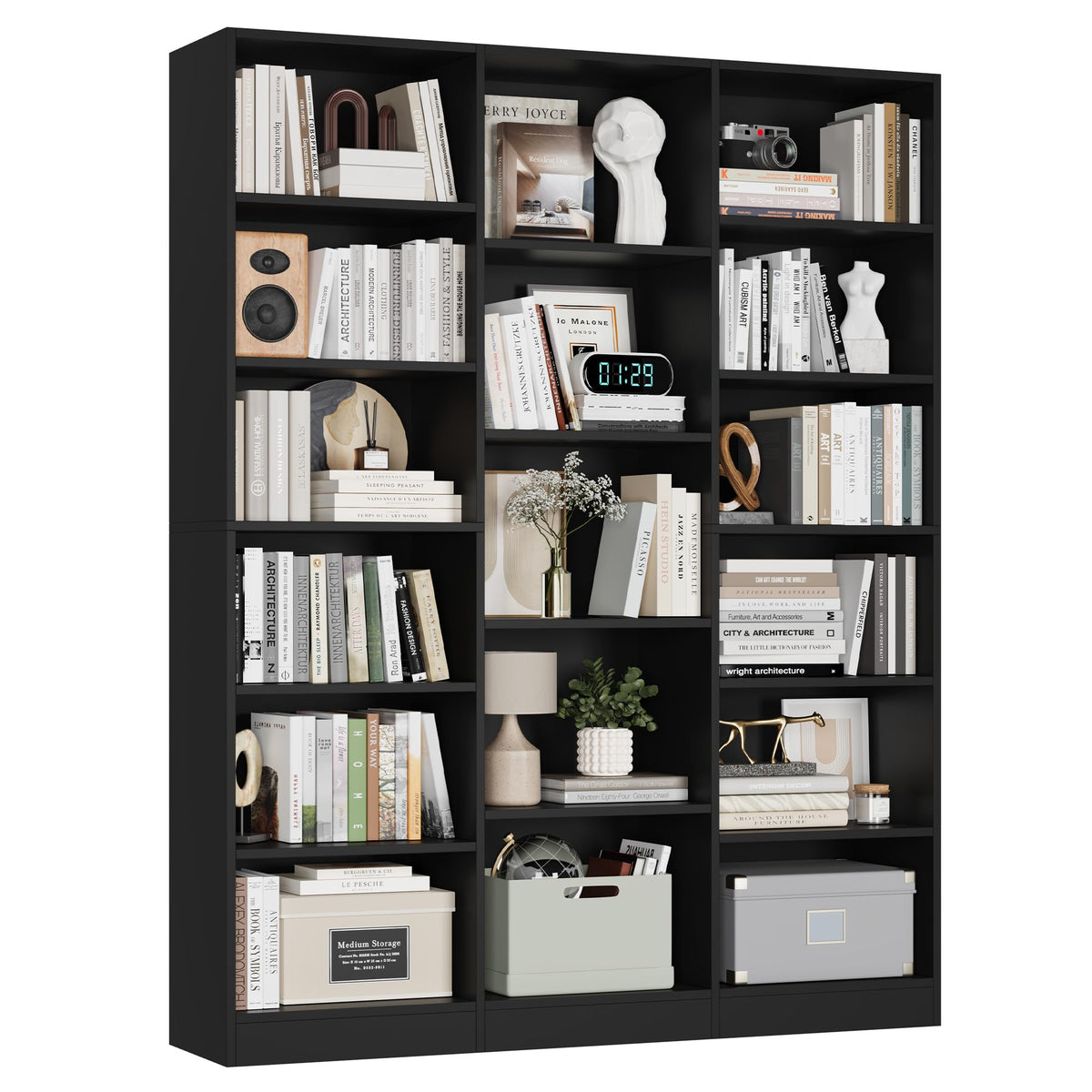 Triple Wide Bookshelf with 17 Display Shelves X671