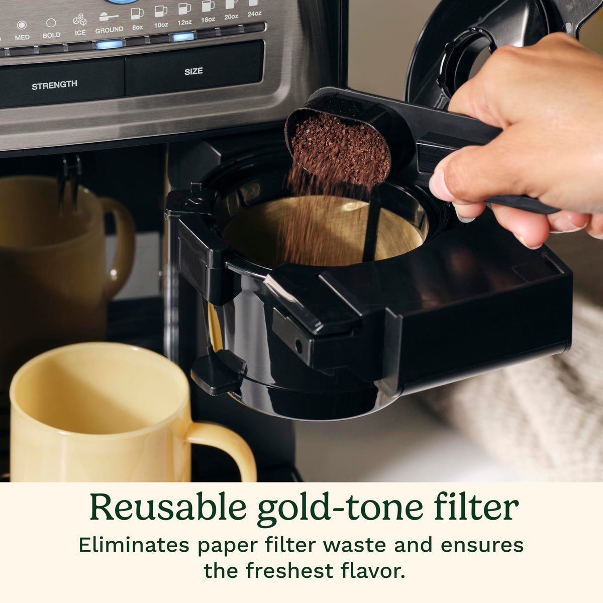 Grind and Brew Single Serve Coffee Maker, 6 Cup Sizes K252393