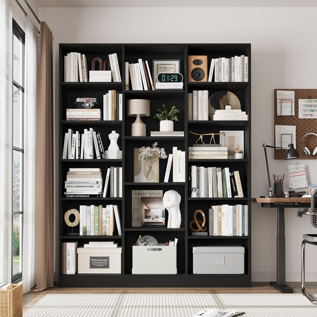 Triple Wide Bookshelf with 17 Display Shelves X671
