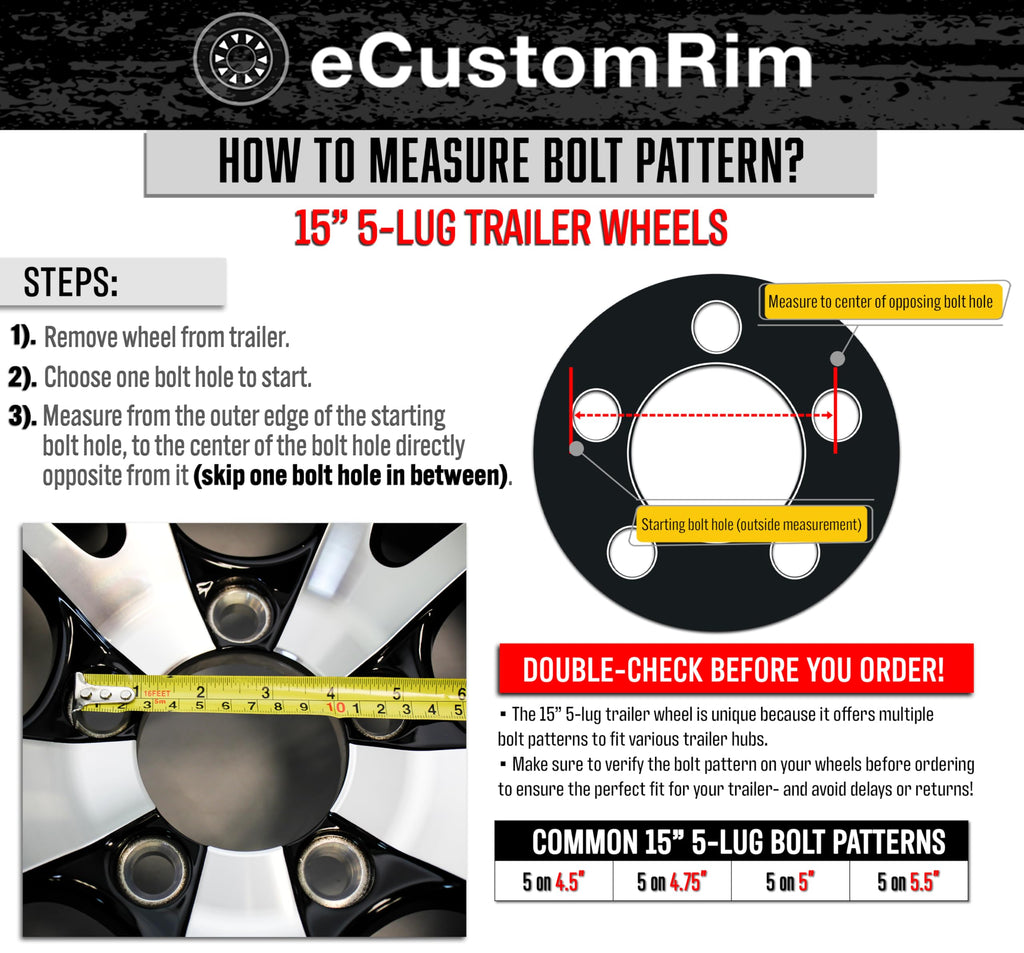 2-Pack 12 Inch Trailer Tire Rim Assembly E1342