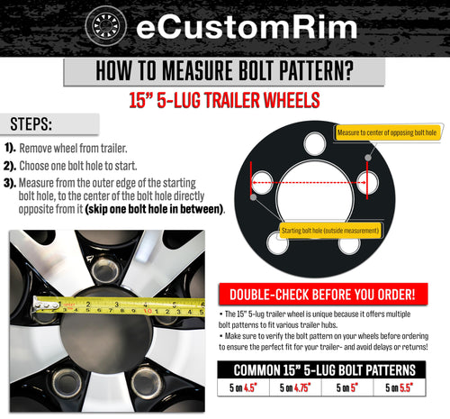 2-Pack 12 Inch Trailer Tire Rim Assembly E1342