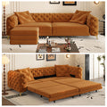 King Size Velvet L Shaped Sleeper Sofa with Ottoman A1155