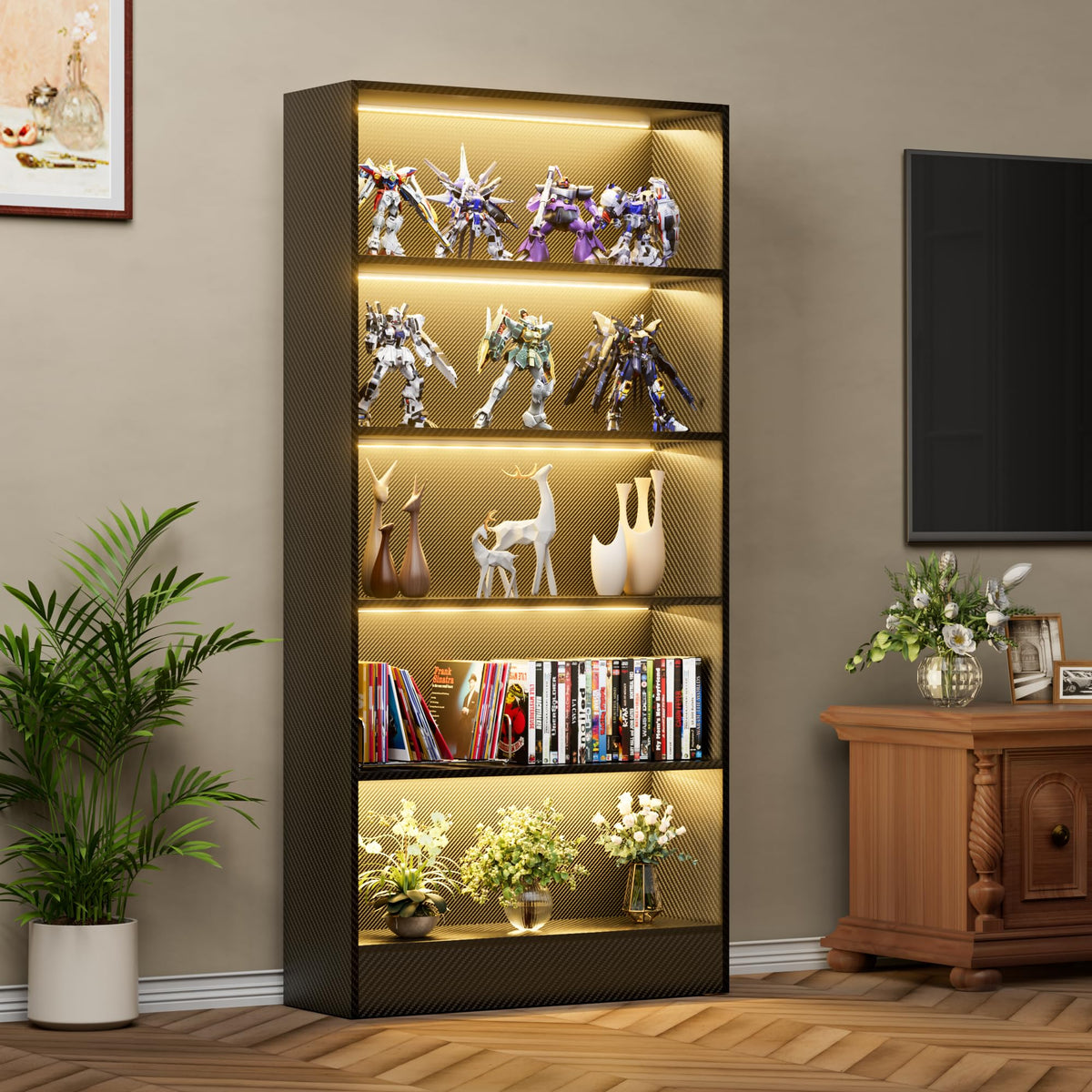 Black 5-Tier Wooden Bookshelf Q32981