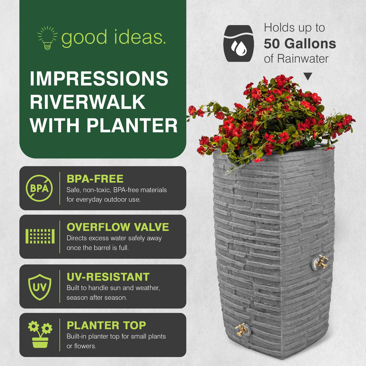 50 Gallon Rain Water Collection Barrel J227316