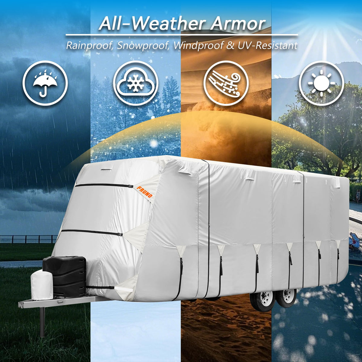 Oxford Fabric Waterproof Rip-Resistant Anti-UV Travel Trailer Cover 30'-33' I3815