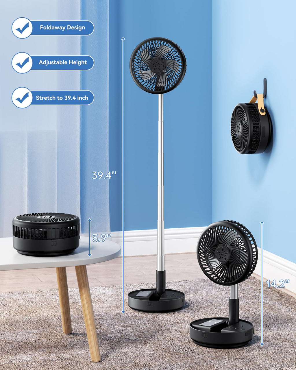 Portable Oscillating Travel Fan with Remote P767